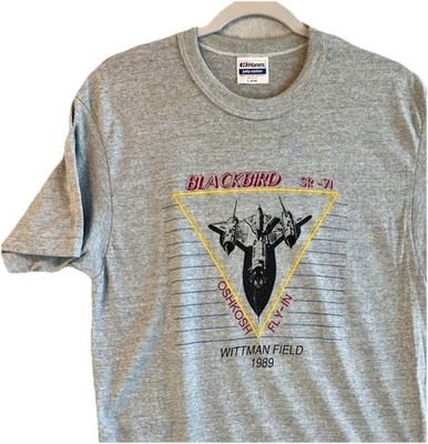 Vintage Blackbird SR-71 Shirt Mens Large Oshkosh Fly-In Wittman Field 1989 Airpl