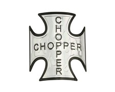 Iron Cross Name Plate w/Flame Design Alloy Universal Fit Lowrider/Chopper Bikes.