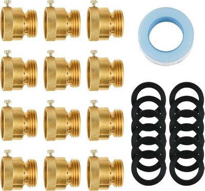 12 Pack 3/4in GHT Anti-Siphon Brass Vacuum Breaker Hose Bib Backflow Preventer