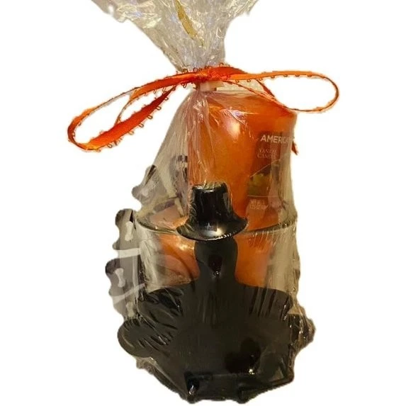 Yankee Candle Give Thanks Gift Set Thanksgiving Turkey Metal/Glass Shelf-Sitter