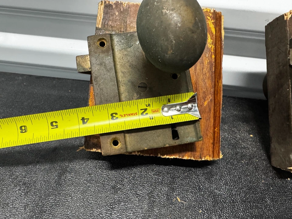 老式 2 件套安装黄铜完整门把手套装 - 无钥匙 — 第 4/4 张图片