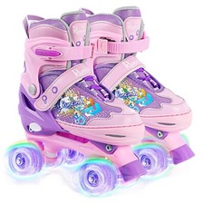 4 Size Adjustable Toddler Roller Skates for Girls with Light up Wheels, Kids ...