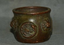 5cm Old China Copper Dynasty Palace Dragon Beast Head Weihrauch Räuchergefäß