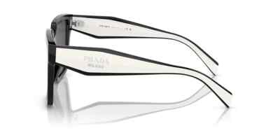 Prada PR 24ZS 1AB5SO Black White Gray Lenses Women Square Sunglasses AUTHENTIC