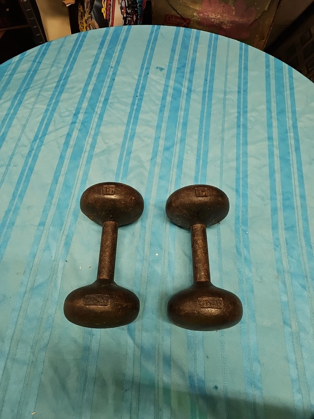 Vintage York 15Lb BUNHEAD Dumbbell USA  Barbell Weight Roundhead Classic