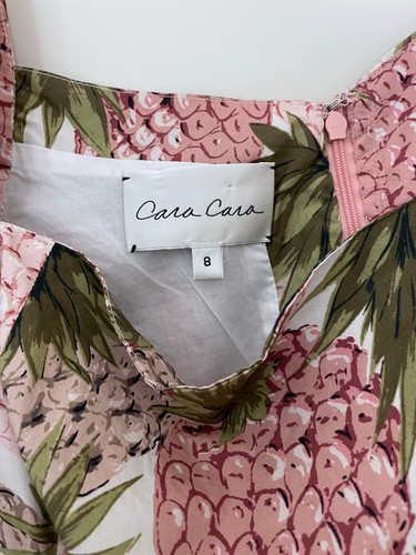 Vestido Cara Cara Azul Colina Rosa Estampado Piña Midi Algodón Fruta Floral Rosa 8 - Imagen 4 de 9