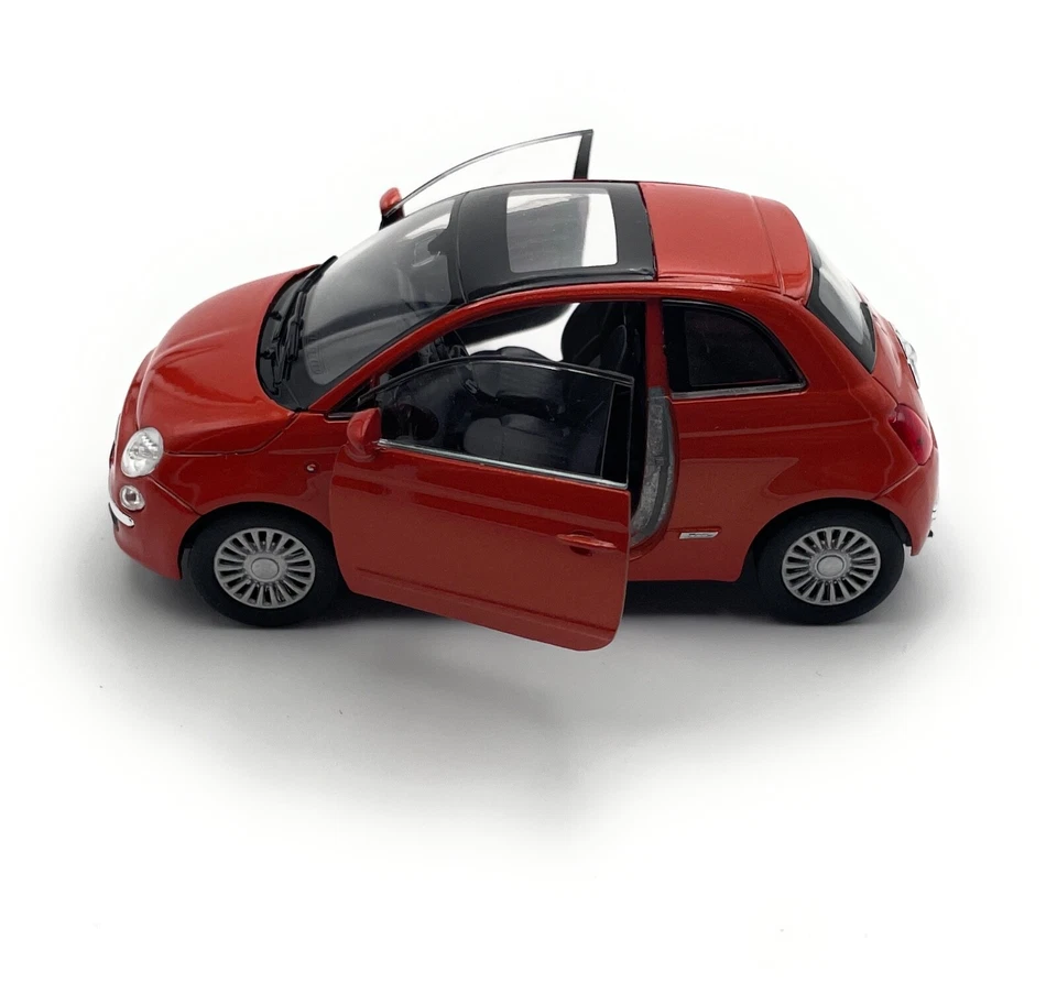 Modelo Coche Fiat 500 1:34-39 Naranja Miniatura Vehículo Foto 2 de 4