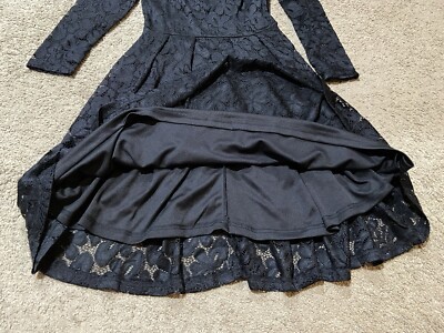 missmay retro dress MISSMAY Women's Retro Floral Lace Long Sleeve Boat Neck Swing Dress Small NWT