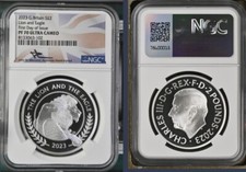 2023 UK £2 1oz LION AND EAGLE PF70 FDOI MERCANTI DESIGNED & SIGNED