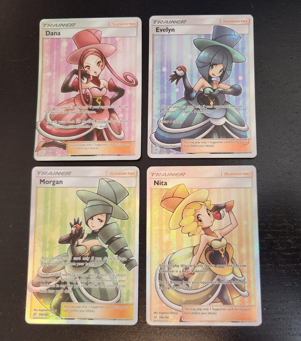 FULL ART SET Dana + Evelyn + Morgan + Nita ULTRA RARE 173/181 Pokemon Team Up LP