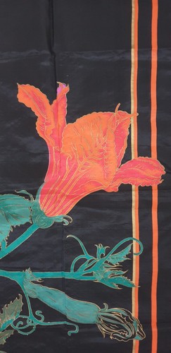THAI SILK🌶 Edles Seidentuch XL 🌶 HANDMADE 91×90 Damen SILK Rottöne/Schwarz NWT - Picture 8 of 10