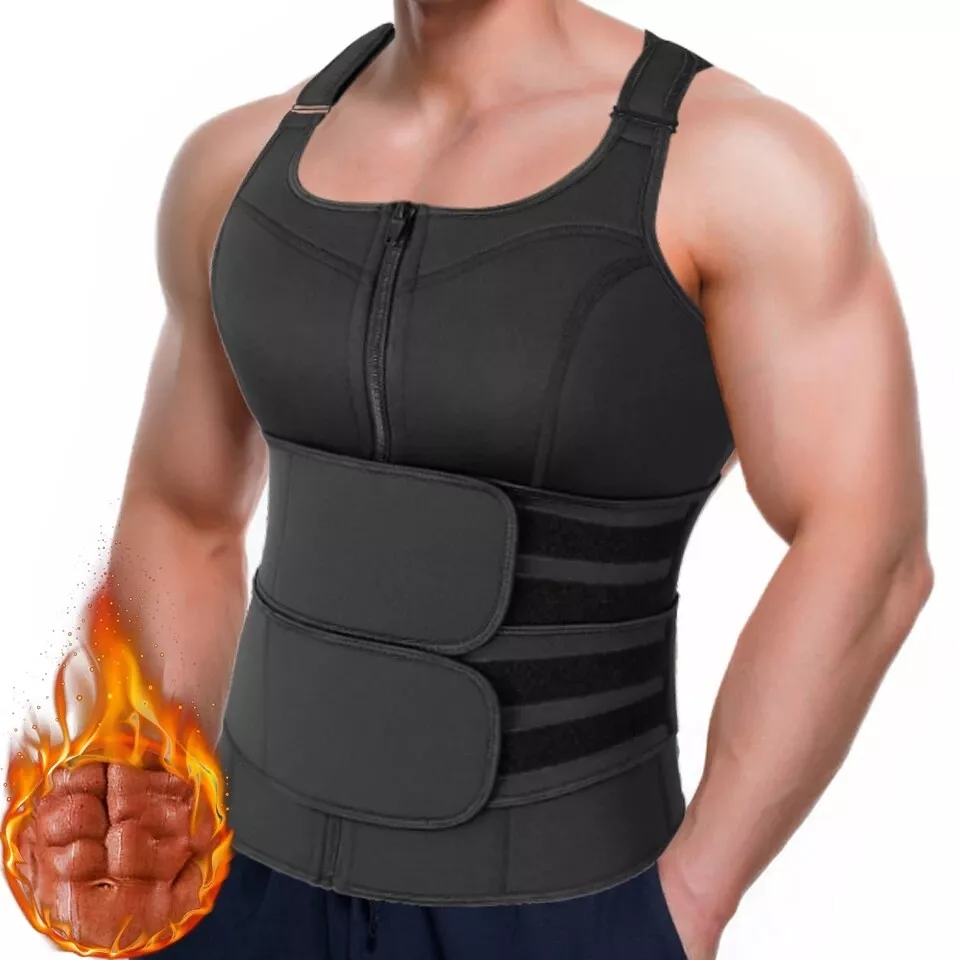 Men Neoprene Sauna Vest Sweat Body Shaper Waist Trainer Fat Burner  Shapewear SDG