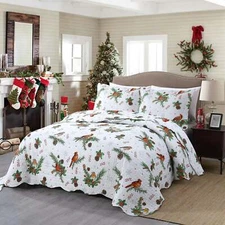 3PCS Winter Sheets and Duvet Sets Warm and Soft Cardinals Christmas Duvet Sets