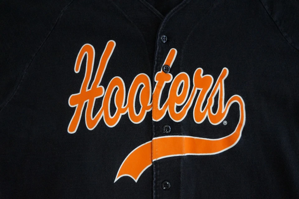 Camiseta de béisbol vintage Hooters Soffe EE. UU. XL algodón negro Foto 2 de 4