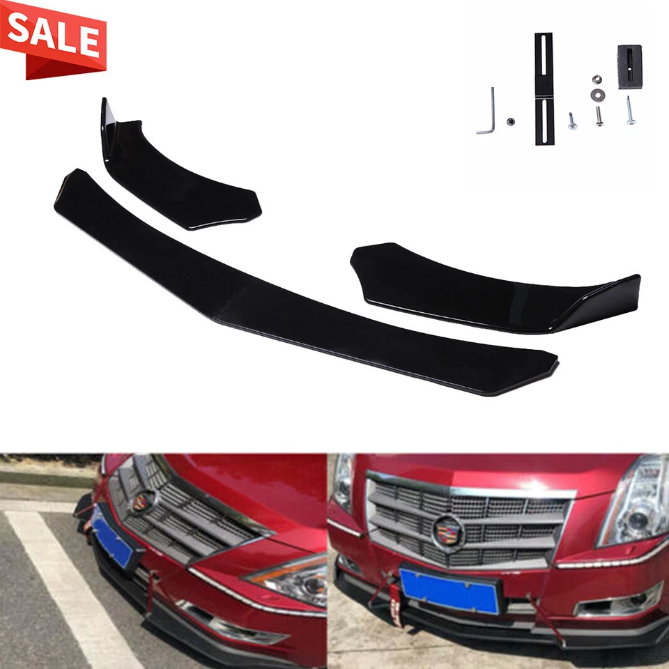 Kit divisor alerón labio carrocería parachoques delantero universal negro brillante para Honda Foto 2 de 4