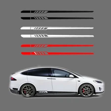 2pcs Car Plaid Racing Sport Side Fender Skirt Stripe Vinyl Decal Sticker 