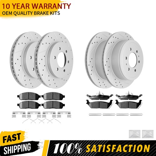 For 2004 2005 2006 2007 2008 Ford F-150 Front & Rear Rotors Ceramic Brake Pads