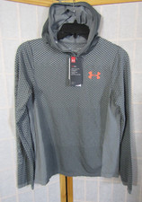 NWT Under Armour Heat Gear Loose Gray Poly Blend Hoodie Pullover Youth Size YLG
