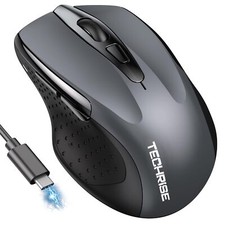 Grey Bluetooth Mouse BT5.0/3.0  2.4G Rechargeable 4800 DPI 6 Buttons