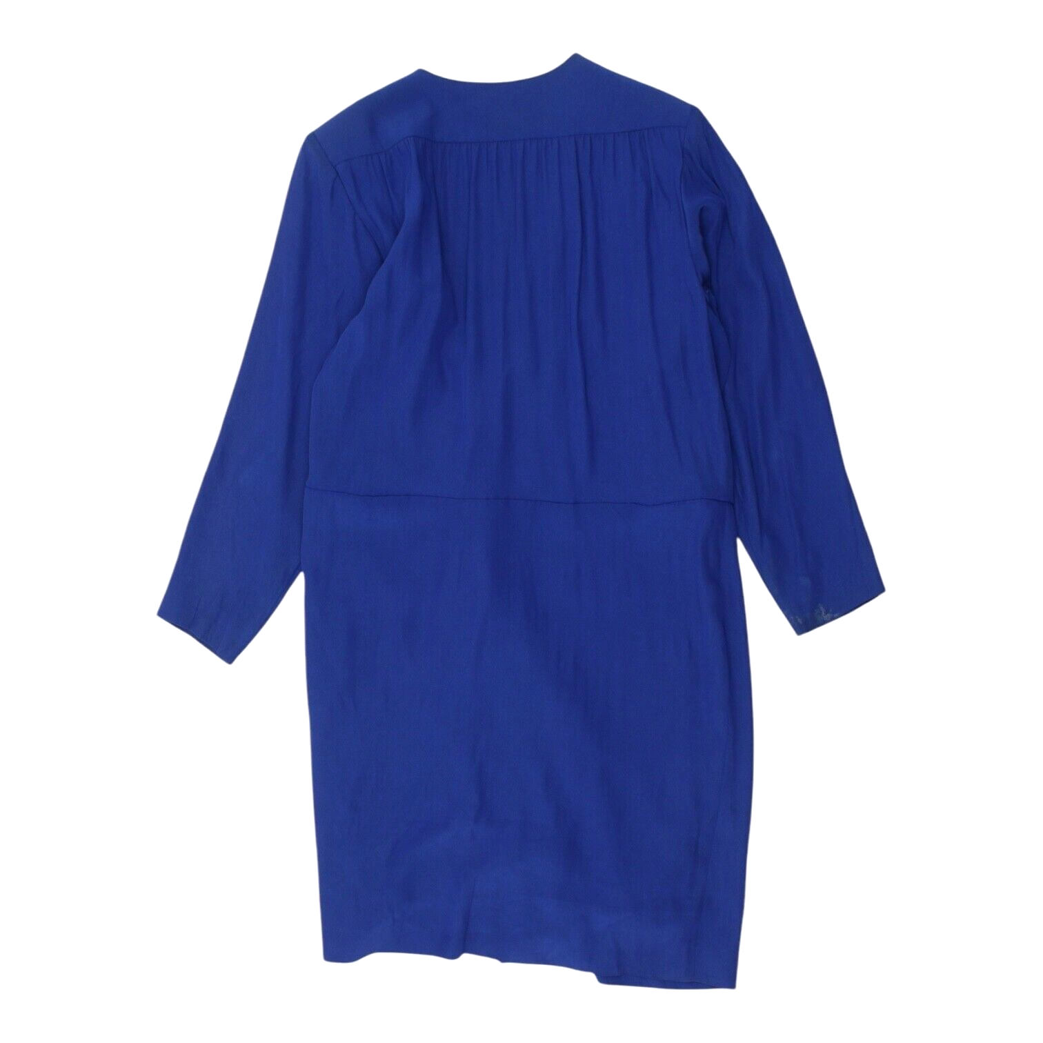 Abito Yves Saint Laurent Vintage Designer Donna Blu Manica Lunga Scollo a V Profondo