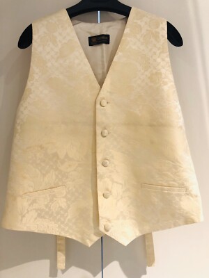 DORMEUIL Beige Silk Flower Print Buttoned Men s Vest