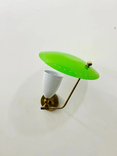 Customized Italian wall lamp in brass and green Metal Shade Designer Sconces - Picture 7 of 9