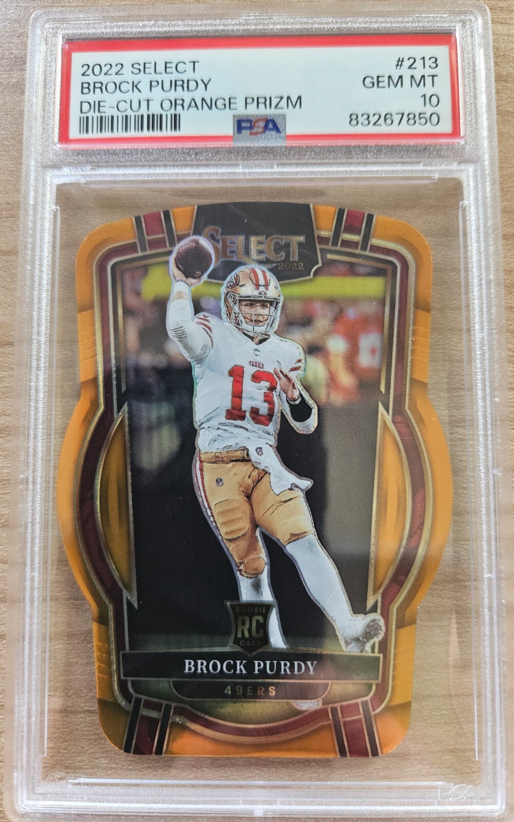 2022 Select Brock Purdy Club Level Orange Die-Cut Prizm Rookie RC 51/199 PSA 10