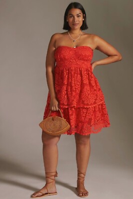 NWT $190 Anthropologie Maeve Strapless Lace Mini Dress Removable Straps Red XL | eBay NWT $190 Anthropologie Maeve Strapless Lace Mini Dress Removable Straps Red XL | eBay