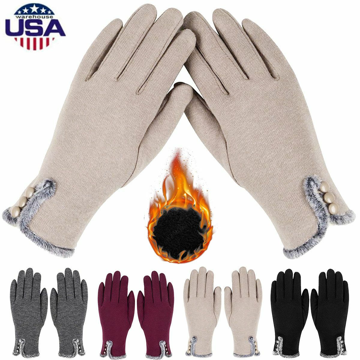 Women Touch Screen Gloves Phone Texting Glove Thermal Fleece Lined