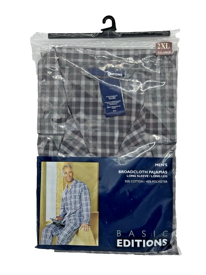 Pijama a Cuadros Negro Manga Larga/Pierna Paño Ancho Kmart Basic Editions Talla 2XL Nuevo Foto 2 de 4