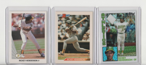 Rickey Henderson Card Lot of 3! 1990 Leaf - 1992 Bowman - 2019 Topps Ser Chrome