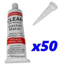50 Pack 100% RTV Clear Silicone Sealant 3oz Set Gasket Maker Lot CON1010 x50