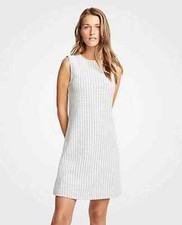 ANN TAYLOR WHITE GEO PRINT SLEEVELESS SHIFT TRAPEZE SWING DRESS SIZE: 14 NWT