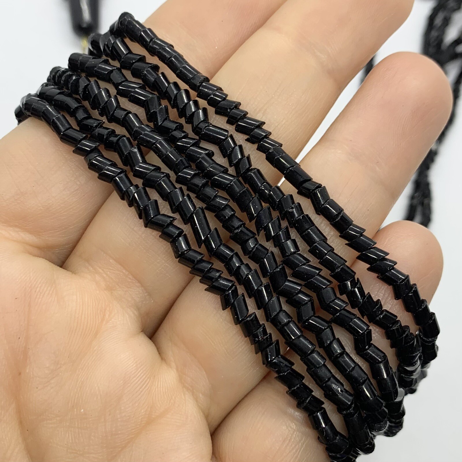 VTG BLACK MULTISTRAND STATEMENT LAYER NECKLACE BL… - image 6