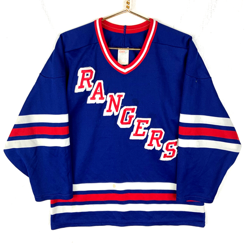 Vintage New York Rangers Ccm Jersey Medium Blue Nhl Hockey Made In Canada 90s - 第 1/9 張圖片