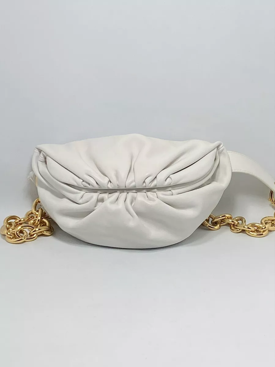 Bottega Veneta White The Chain Pouch Leather Shoulder Bag