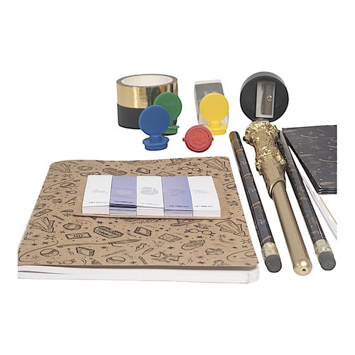 Juego de papelería temática Wizard con 4 sellos de cera cuaderno y bolígrafo autobús caballero - Imagen 4 de 22