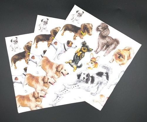 P978# 3 servilletas de papel individuales para tejido decoupage varios patrones de cachorro perro - Imagen 3 de 8