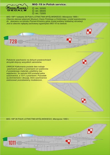 ModelMaker 1/48 MiG-19 im polnischen Dienst Flugzeug Aufkleber - Bild 2 von 2