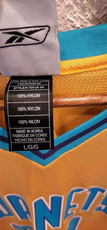 Camiseta Adidas New Orleans Hornets David West 30 Hombres L Amarilla Novato RARA DE COLECCIÓN NBA Foto 3 de 4