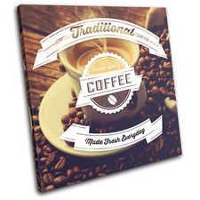 Coffee Typography Hobbies SINGLE CANVAS WALL ART Picture Print VA