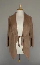 Bagatelle Collection Faux Suede Open /tie Blazer Jacket Small Brown Long Sleeve