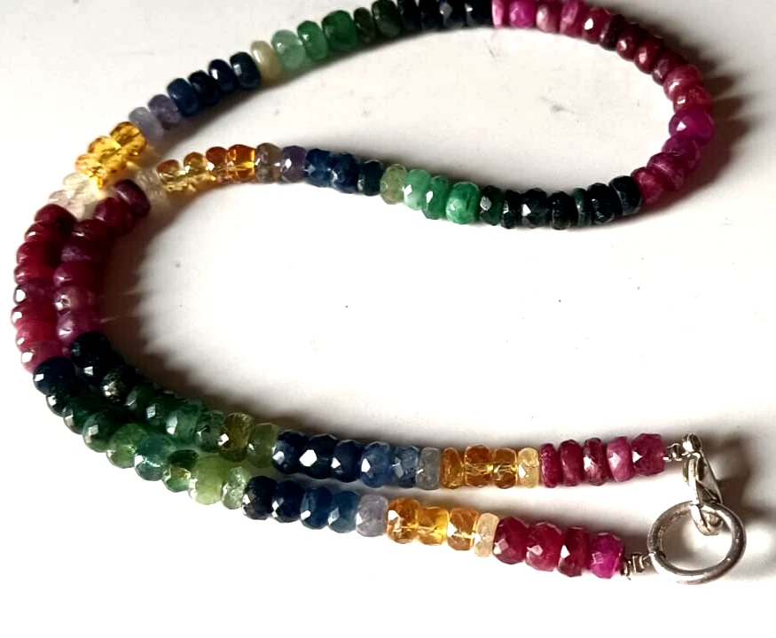 130 Carat Natural Multi Sapphire Faceted Beads Necklace Size=16" Approx. - Image 4 of 4