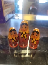 Russian Hand Painted Nesting Doll Solid 3pcs Piece Set