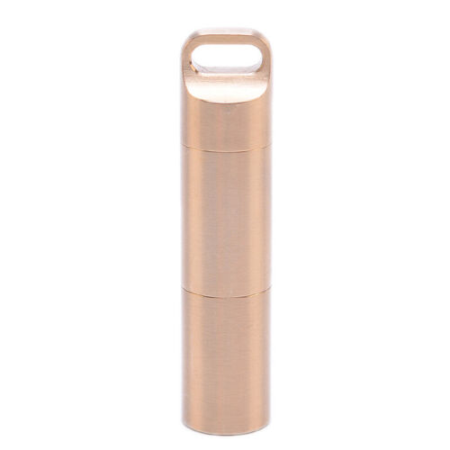 EDC Double Layer Solid Brass Survival Waterproof Key Storage Pill Box Kit Tool  - Picture 1 of 6