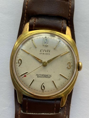 RARO OROLOGIO DA UOMO VINTAGE CIVIS 17 RUBLI RR COLLEZIONE PLACCATO ORO ANTIMAGNETICO - Foto 3 di 9