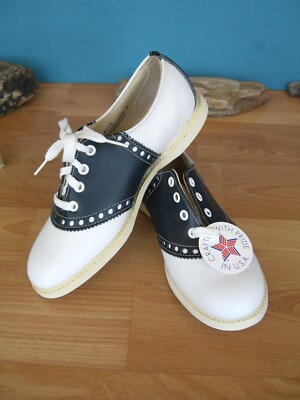 Vintage Crane Saddle Shoes, White & Navy Blue Leather Oxfords, Size 5 EEE s-l1200.jpg main image 4
