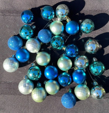 Vintage Colorful Blue Hues and Silver Holiday Decoration Made in USA Lot of 29