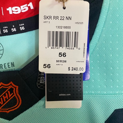 Adidas Mens 56 NHL Seattle Kraken Mark Giordano Reverse Jersey H52325 MSRP $240 - Picture 7 of 7