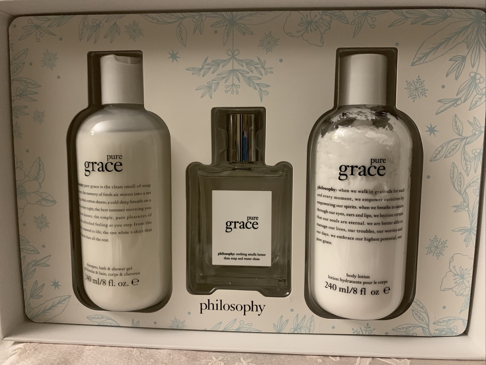 Philosophy Pure Grace 3Pc. Pure Grace Eau de Toilette shampoo lotion Gift Set eBay